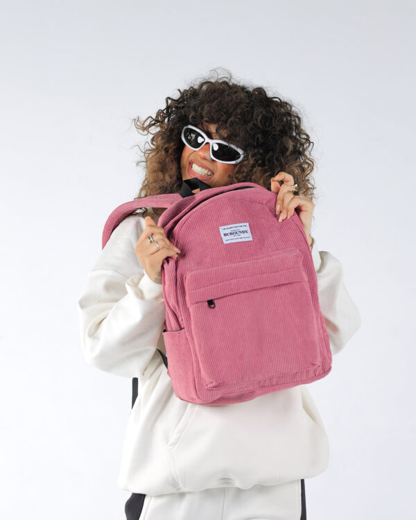 Pink Corduroy Backpack