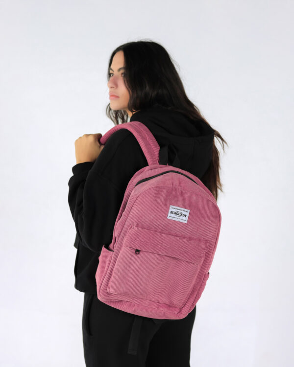 Pink Corduroy Backpack