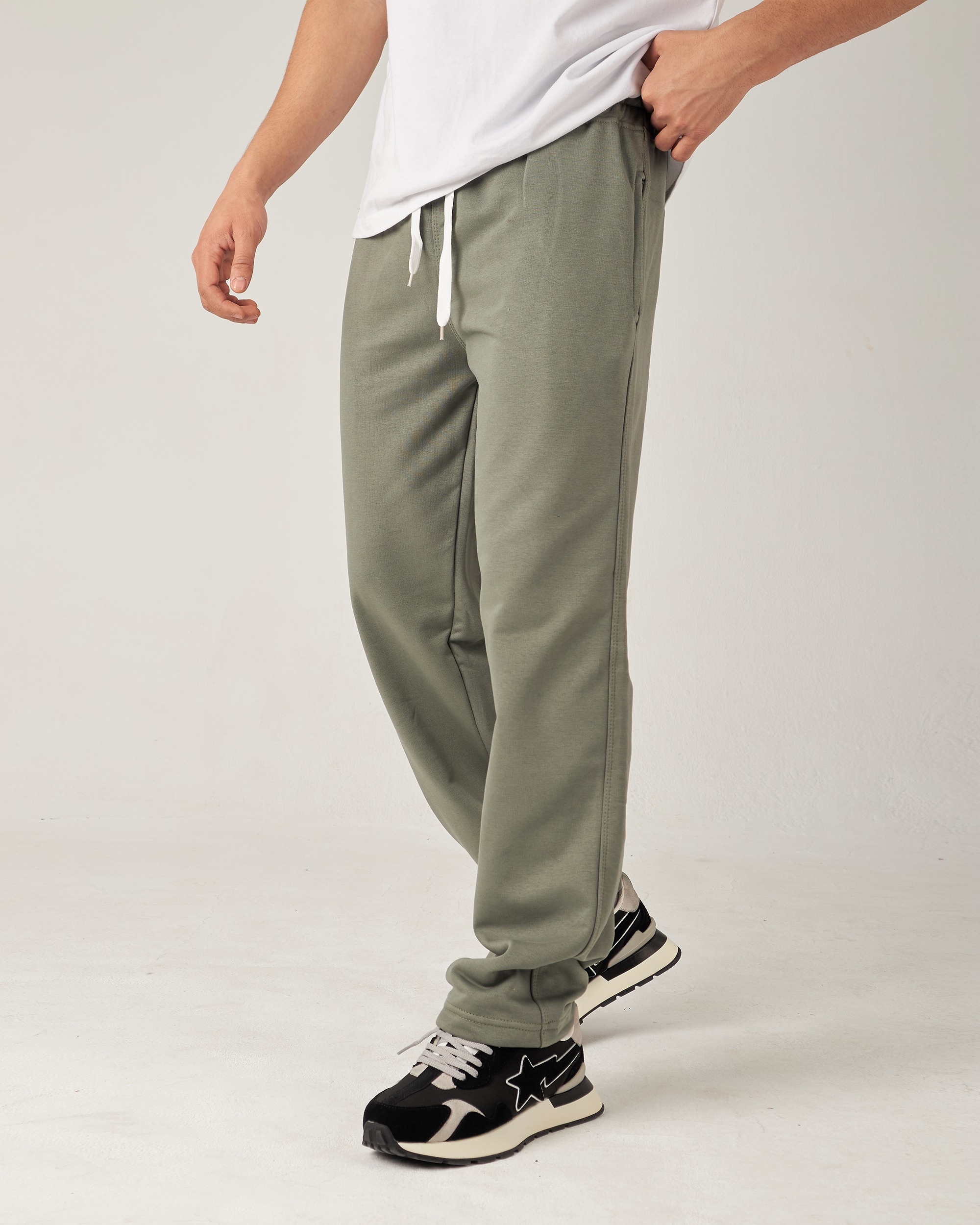 Khaki Straight Sweatpants