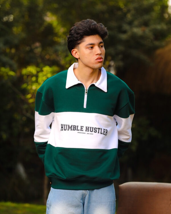 Green Humble Hustler Half-Zip Sweatshirt