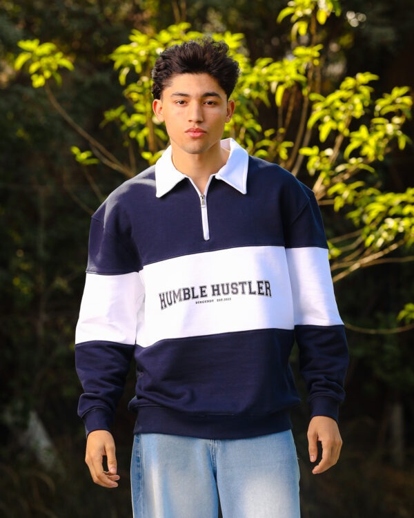 Navy Blue Humble Hustler Half-Zip Sweatshirt