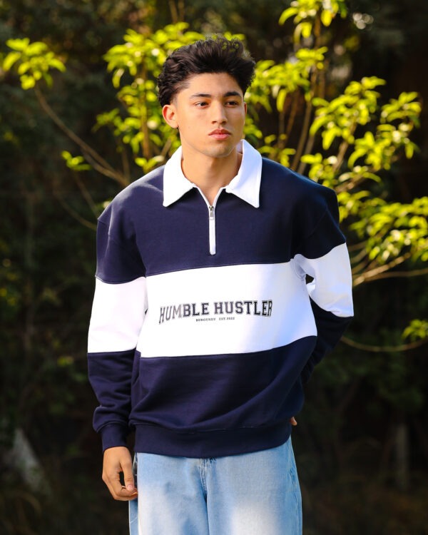 Navy Blue Humble Hustler Half-Zip Sweatshirt