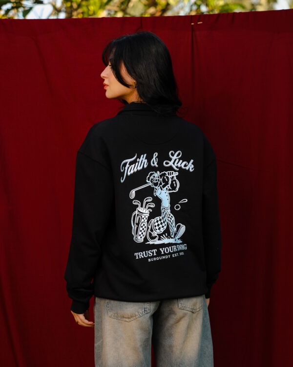 Black Faith and Luck Half Zip Sweatshirt - Image 2