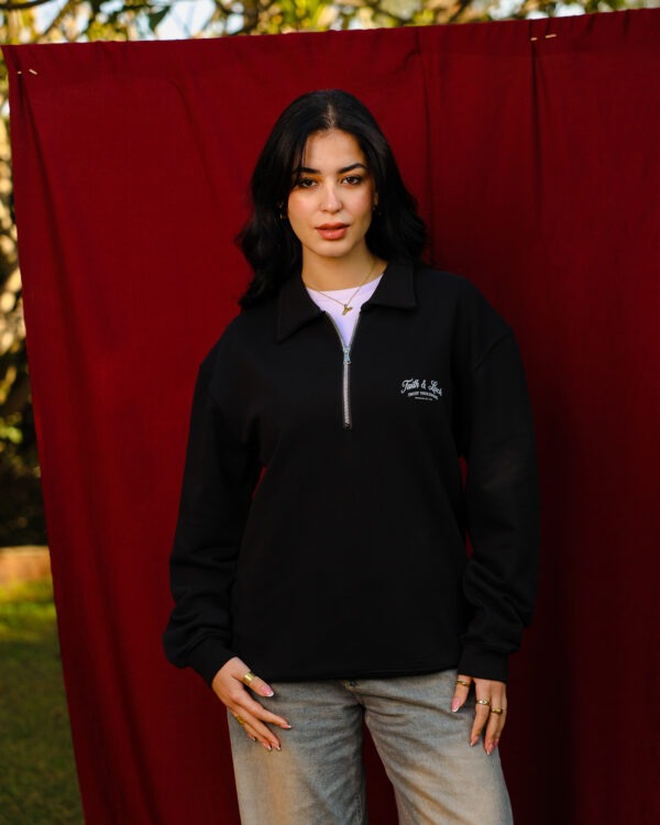 Black Faith and Luck Half Zip Sweatshirt - Image 6