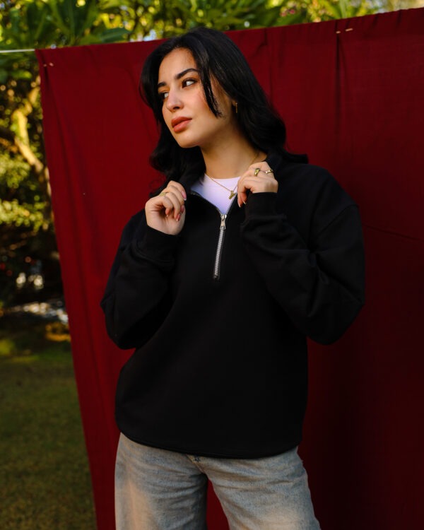 Black Faith and Luck Half Zip Sweatshirt - Image 3