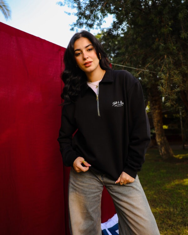 Black Faith and Luck Half Zip Sweatshirt - Image 8