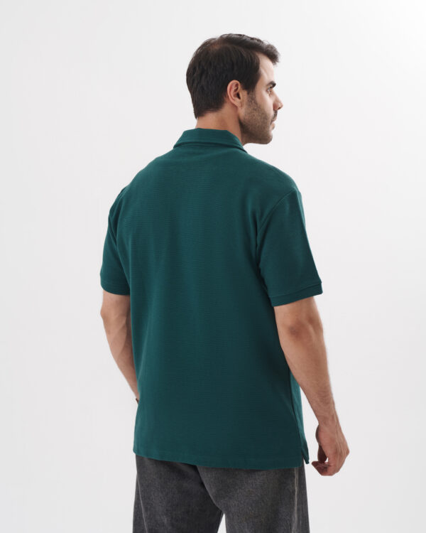 Olive Green Quarter Zip Polo Shirt - Image 3