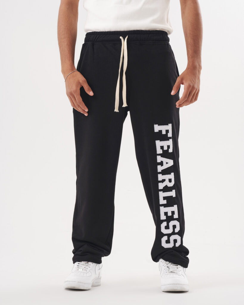 Black Fearless Straight Sweatpants